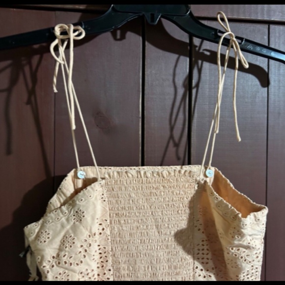 St. Roche Benedict Embroidered Eyelet Halter or Strapless Midi Dress Tan Size 8 - Picture 9 of 16